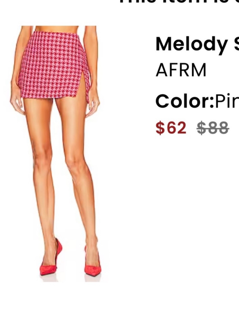AFRM Melody Pink Houndstooth Mini Skirt